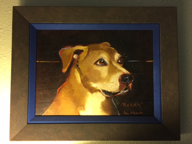 Dog painting framed